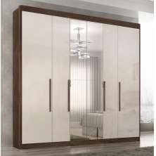 Guarda Roupa Casal Valencia 6 Portas 6 Gav C/ Esp  Chocolate/off White