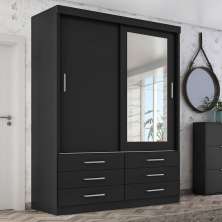 Guarda Roupa Solteiro Capri 2 Portas 6 Gav C/ Espelho  Onix