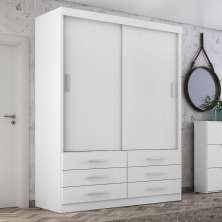 Guarda Roupa Solteiro Capri 2 Portas Correr 6 Gav  Branco