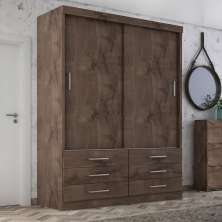 Guarda Roupa Solteiro Capri 2 Portas Correr 6 Gav  Chocolate