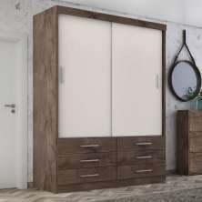 Guarda Roupa Solteiro Capri 2 Portas Correr 6 Gav  Chocolate/off White