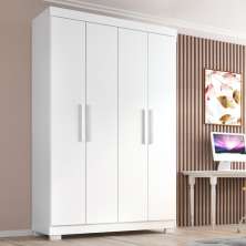Guarda Roupa Solteiro Lisboa 4 Portas 2 Gav  Com Pés  Branco