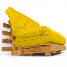 Sofá Cama Casal Futon Tokio Amarelo Madeira Maciça Cor Mel