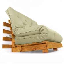 Sofá Cama Casal Futon Tokio Bege Madeira Maciça Cor Mel