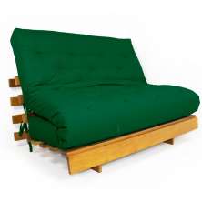 Sofá Cama Casal Futon Tokio Verde Bandeira Madeira Maciça Grapia Cor Natural
