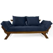 Sofá Japão Futon Acquablock Madeira Cor Imbuia - Azul Royal