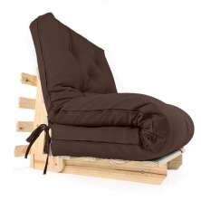 Sofa Cama Solteiro Futon Dobrável Marrom Acquablock