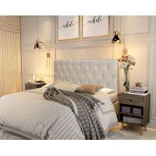 Painel Cabeceira Paris Queen Para Cama Box 1,58 Pávia Areia