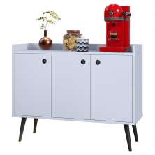Aparador Buffet Balcão Compacto 90 cm Multiuso Decoração Sala Jantar Estar Escritório Wood New- Branco - RPM Móveis