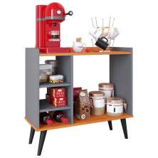 Aparador Buffet Maria Cantinho Café Nicho Decoração Cozinha Sala Jantar Organizador - Cinza-Cinamomo - RPM Móveis