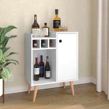 Aparador Moderno Retrô com Adega e Porta Cantinho Sala Estar Pequeno Nala Branco - Lojas RPM