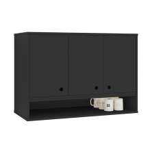 Armário Compacto 3 Portas Suspensa Jessica cor Preto
