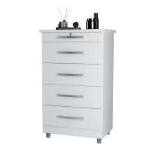 Cômoda Emas 5 Gavetas com 1 Chave – Branco – Móveis Primus