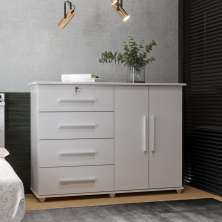 Cômoda Organizadora Com Prateleira Interna E 4 Gavetas Jade New - Branco - MiraRack Móveis