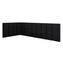 Cabeceira Aurora Cama Box Solteiro Infantil em L Suspensa Almofadada Proteção Lateral Estofada Decoração Quarto - Preto Suede - RPM Móveis