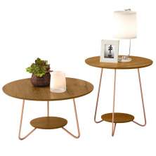 Conjunto Mesa Centro e Apoio Liz com Pés de Ferro Freijo - RPM Móveis