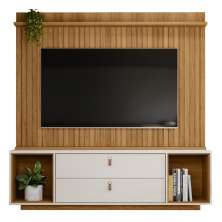 Home Dakar Estante Painel Tv Até 75 Polegadas Ripado Prateleira 2 Portas Basculante - Freijó/Off White Perolizado - Lojas RPM
