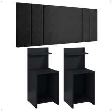 Jogo Quarto 2 Mesas Organizadora Fantasy Preto Prateleira Nicho Cabeceira Luana Suspensa Cama Box Queen Size 1,60 Suede - Lojas RPM