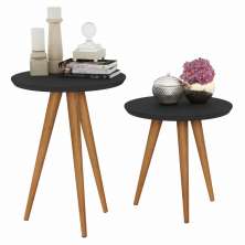 Kit Mesa de Apoio e Lateral Classic Preto - Lojas Movex