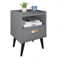 Mesa Cabeceira Estilo Retrô cor Cinza