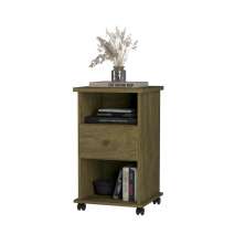 Mesa de Cabeceira Otto 1 Gaveta e Rodízios – Amendoa Wood – Móveis Primus