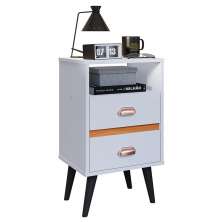 Mesa de Cabeceira Pequena Mesinha Com Gavetas Moderna Nicho Organizador Retrô Canto Quarto Classic New - Branco - RPM