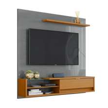 Painel Dali 1.6 Tv Até 55 Polegadas Porta Basculante Prateleira de Vidro Decoração Sala Estar - Cinza Perolizado/Tauari - Lojas RPM