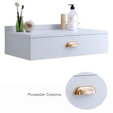 Penteadeira Suspensa Pequena Gloss 1 Gaveta Puxador Concha Para Quarto e Camarim - Branco - Lojas RPM