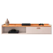 Rack Suspenso Tv 1.20 Home Decor 1 Porta Puxador Concha Nicho Decorativo Organizador Sala Quarto - Off White/Cinamomo - RPM Móveis