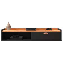 Rack Suspenso Tv 1.20 Home Decor 1 Porta Puxador Concha Nicho Decorativo Organizador Sala Quarto - Preto/Cinamomo - RPM Móveis