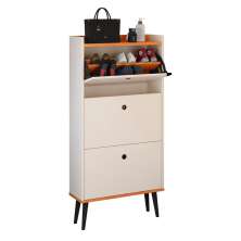 Sapateira Vertical Dark 3 Gavetas Basculantes Organizadora Calçados Retrô - Off White/Cinamomo - RPM Móveis