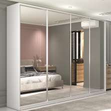 Guarda-Roupa Casal com Espelho Zermatt 100% MDF  4 Portas 6 Gavetas Branco