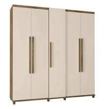 Guarda-Roupa Casal Munique 5 Portas Freijó com Off White - RV Móveis