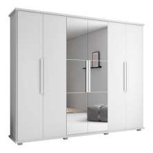 Guarda Roupa Com Espelho 6 Portas Bolzano Branco