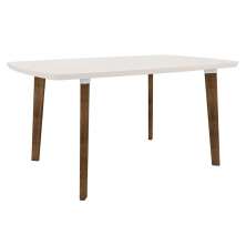 Mesa de Jantar Jade 6 lugares Pés Oblongo Off White com Vidro - RV Móveis