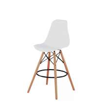 Banqueta Eiffel com pé de madeira - Branco