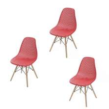 Kit 03 Cadeira Eiffel Colmeia - Vermelho Coral