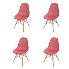 Kit 04 Cadeira Eiffel Colmeia - Vermelho Coral