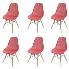 Kit 06 Cadeira Eiffel Colmeia - Vermelho Coral