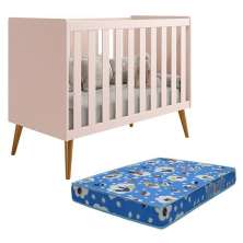 Berço Americano Isis Rosa com Colchão Baby Physical - Reller Móveis