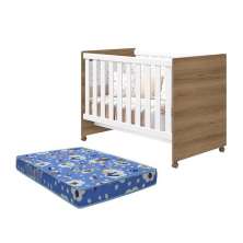 Berço Americano Katatau Branco Brilho/Mezzo com Colchão D18 - Reller Móveis