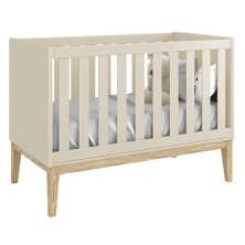 Berço Mini Cama Classic Areia Fosco com Pés Madeira Natural - Reller Móveis