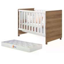 Berço Mini Cama Katatau Branco Brilho/Mezzo com Colchão D18 de 10cm - Reller Móveis