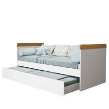 Cama Babá com Auxiliar Nuth Branco/Savana e 2 Colchões Supreme - Reller Móveis 