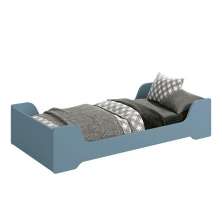 Cama Evolutiva 2 em 1 Zaki Azul Fosco com Colchão D20 - Reller Móveis 