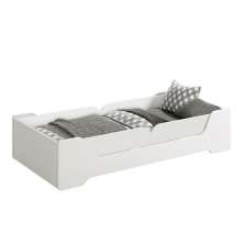 Cama Evolutiva 2 em 1 Zaki Branco Fosco com 2 Kits Proteção Lateral Lisa - Reller Móveis