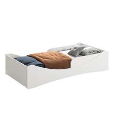 Cama Evolutiva Luna Branco Fosco, Proteção Lateral Lisa e Colchão D33 - Reller Móveis