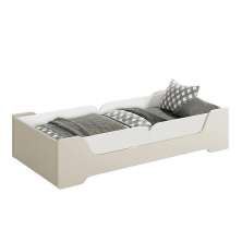 Cama Evolutiva Zaki Areia Fosco com 2 Kits Proteção Lateral Lisa e Colchão D33 - Reller Móveis 