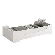 Cama Evolutiva Zaki Branco Fosco, Proteção Lateral Lisa e Colchão D33 - Reller Móveis
