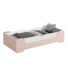 Cama Evolutiva Zaki Rosa Fosco com 2 Kits Proteção Lateral Lisa e Colchão D33 - Reller Móveis 